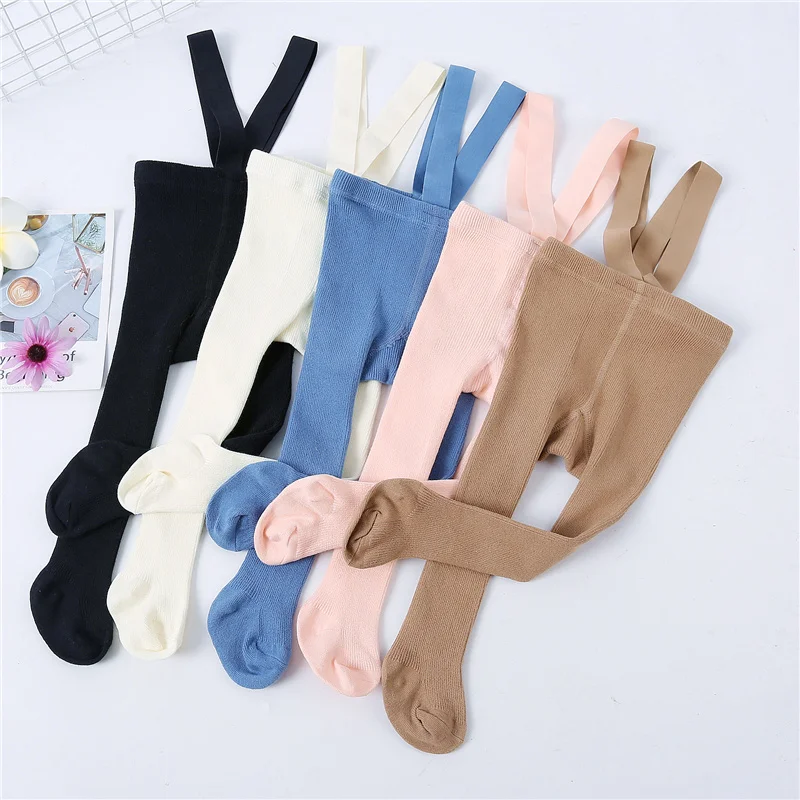 Lawadka 0-3Years Tights For Girls Solid Pantyhose Casual Tights for Boys with Shoulder Strap Knitted Legging Autumn Spring 2024