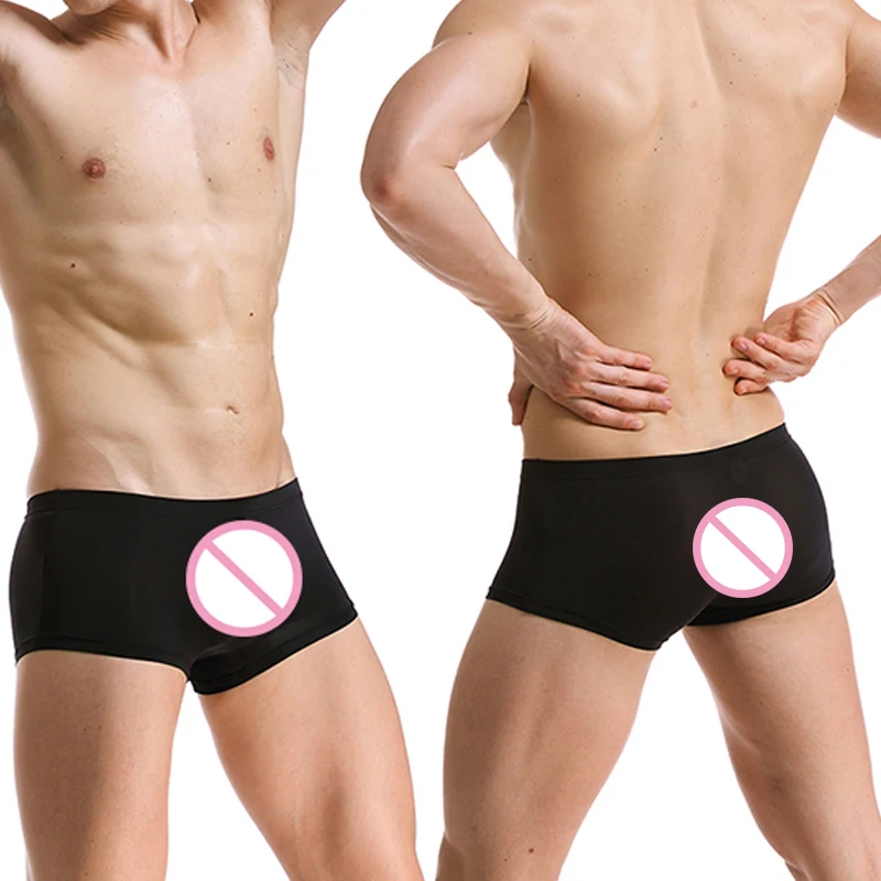 Ropa interior Sexy para hombre, bóxer de hielo de seda, calzoncillos transparentes superfinos de tiro bajo, suaves y transpirables, Cueca