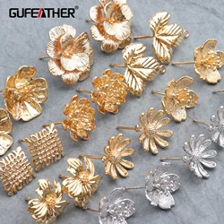 GUFEATHER M600,jewelry accessories,18k gold plated,0.3 microns,rhodium plated,stud earring,diy earring,jewelry making,10pcs/lot