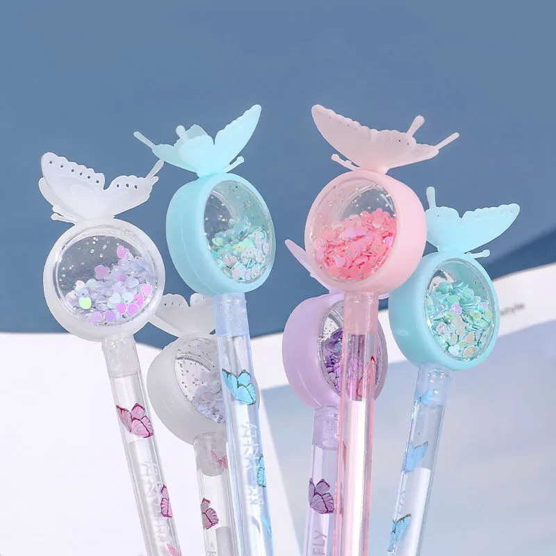 5PCS Cute Sequin Butterfly Neutral Pen Wedding Bridesmaid Guest Gift Birthday Baby Shower Party Favors Giveaway Easter Gifts