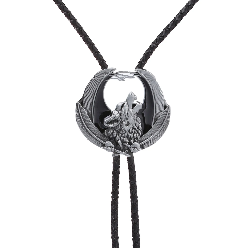 

New animal eagle wolf shirt leather rope bolo tie western cowboy bolo tie