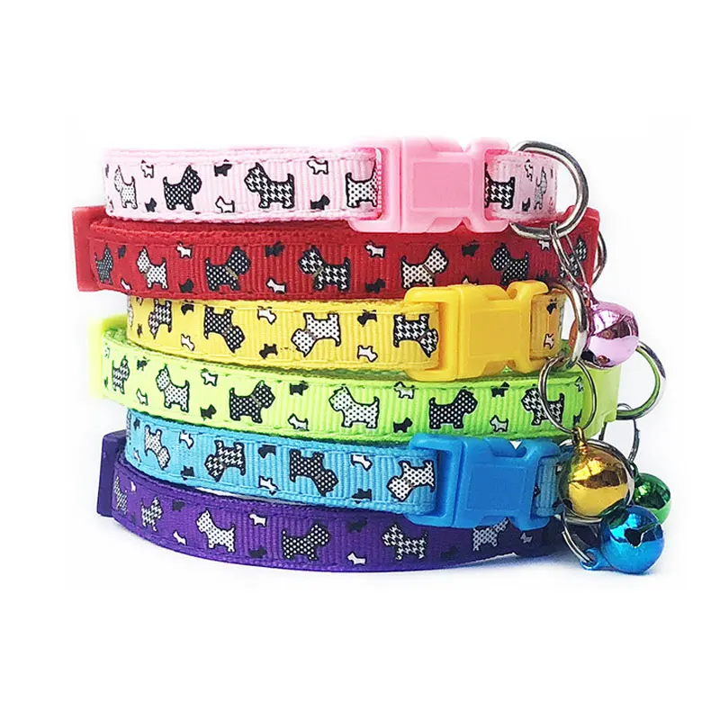 1/2pcs Colorful Pet Supplies Cat Collar Cat Necklace And Print Adjustable Collar Bell Positioning Dog Pet Collar Dropship