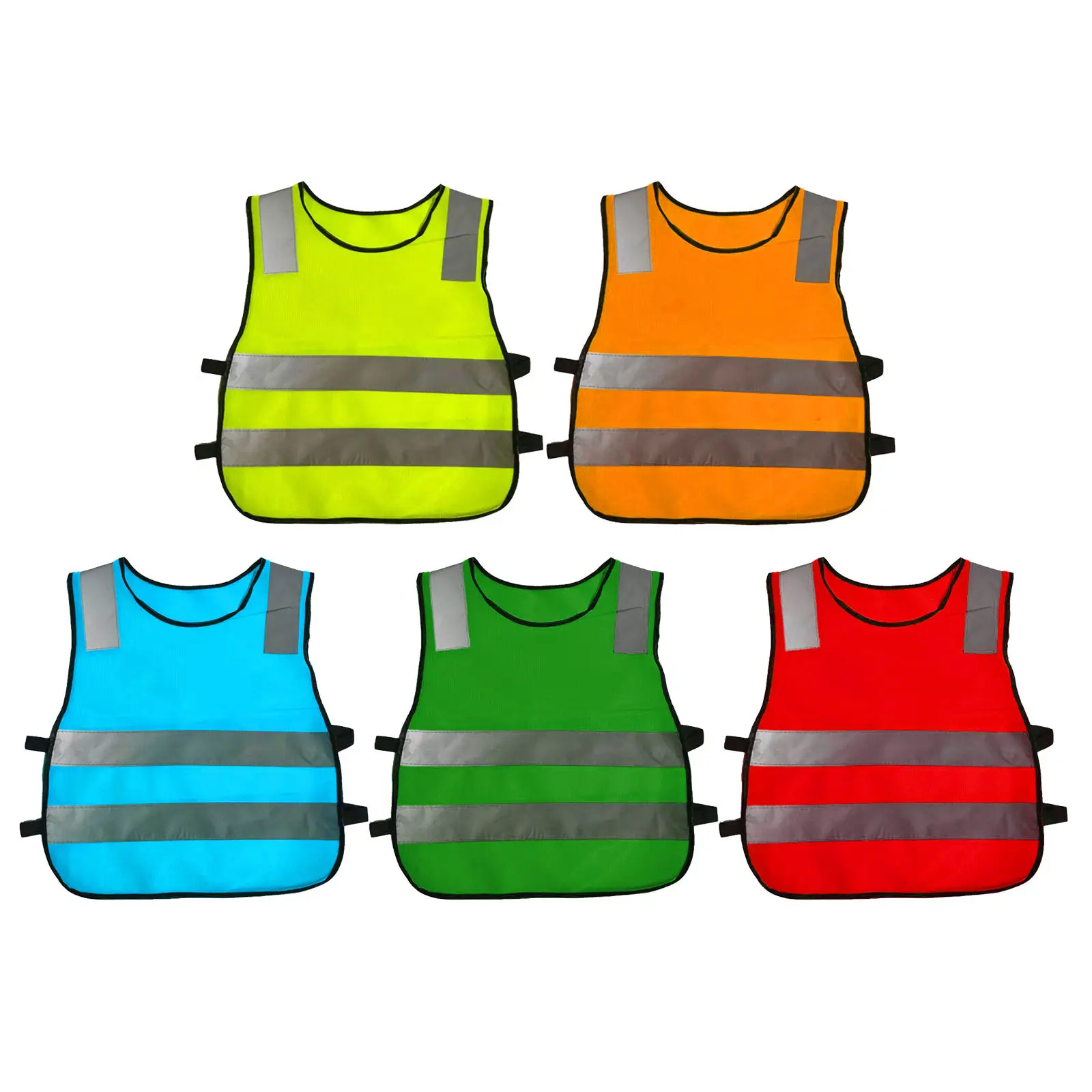 Hi Vis Children Reflective Vest Jackets Fluorescent Traffic Work Road Clothes with Reflective Strips