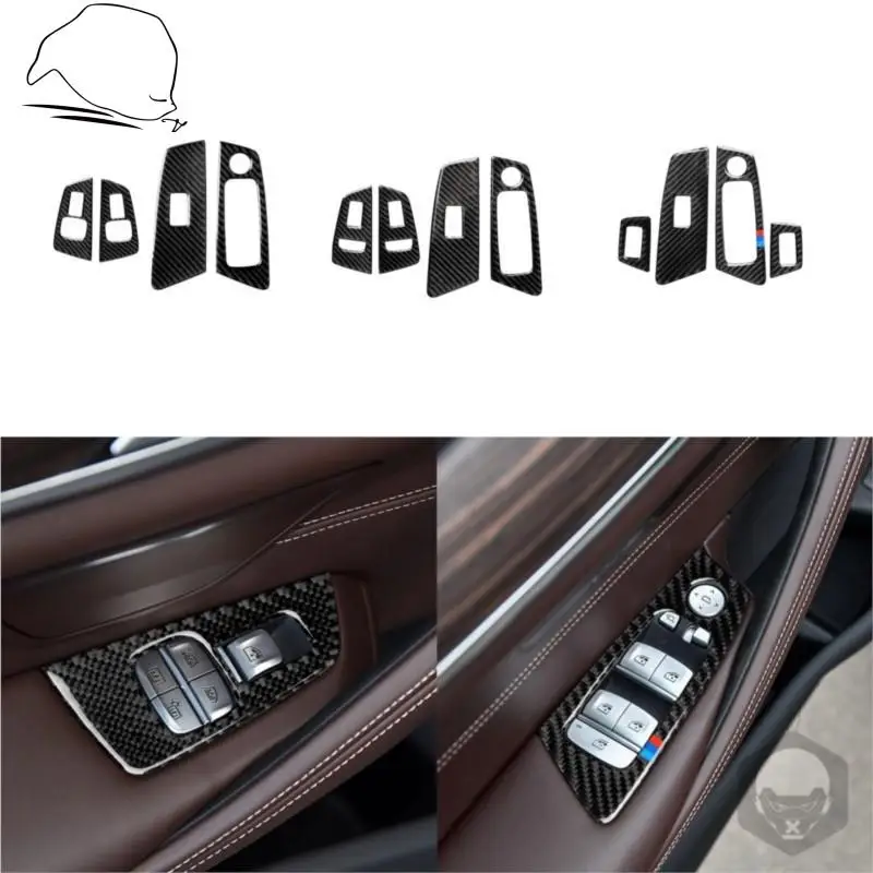 For BMW 5 Series G38 528LI 530LI 540LI Carbon Fiber Window Lifter Control Switch Decor Armrest Panel Refit Stickers Interiors