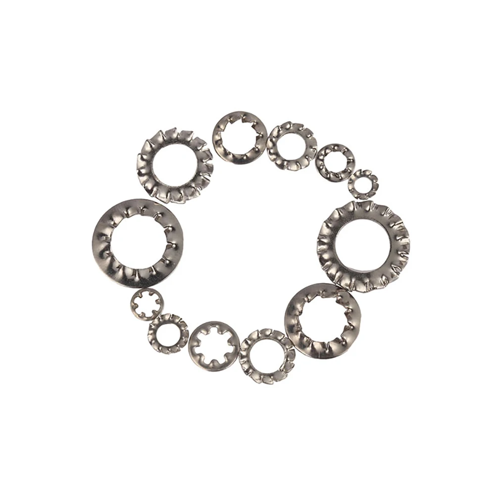 Yiqianyuan M3-M24 DIN6798 SUS304 Stainless Steel Lock Washers External/Internal Teeth Serrated Lock Washers GB861.1 GB862.2