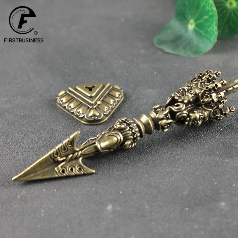Brass Buddha Instrument Ba Jin Just Vajry Pestle Feng Shui Ornament Home Decoration Copper Tea needle Desk Decor Retro Crafts