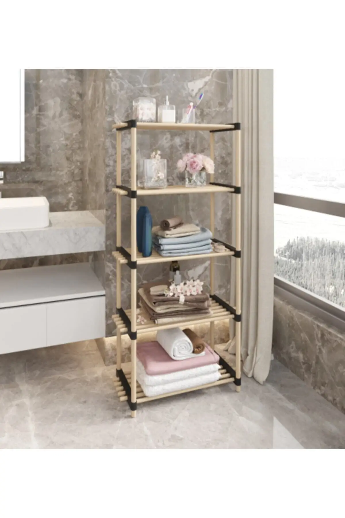 Kayu Modular 5 Rak Fonkisyonel Düsseldorf Seo-8160