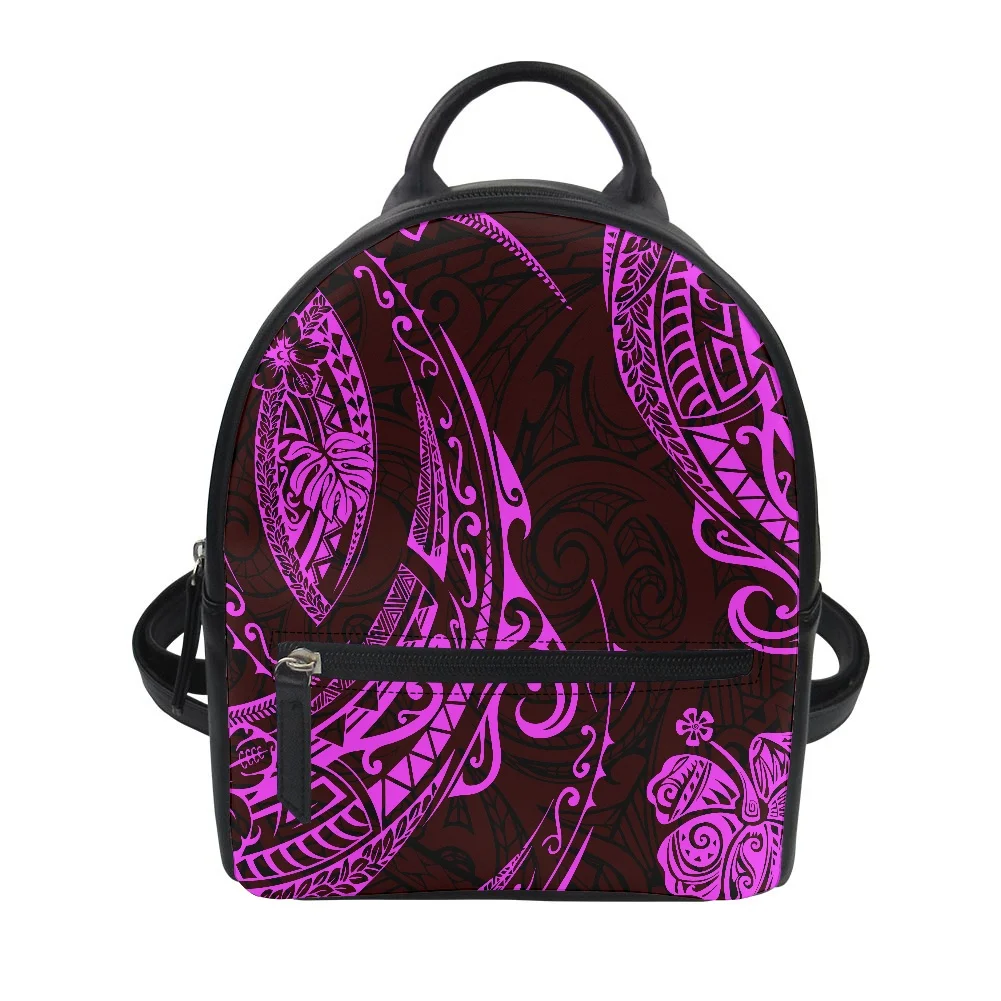 Hycool Small Bag For Women Polynesian Tribal Print Pink Cute Mini Backpack Zipper Luxury Shoulder Bags For Women Free Shipping