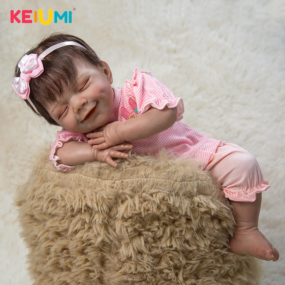 New Arrival KEIUMI Lovely 20 Inch New Reborn Baby Pink bow Toy Doll For Children's Day Gift Birthday gift