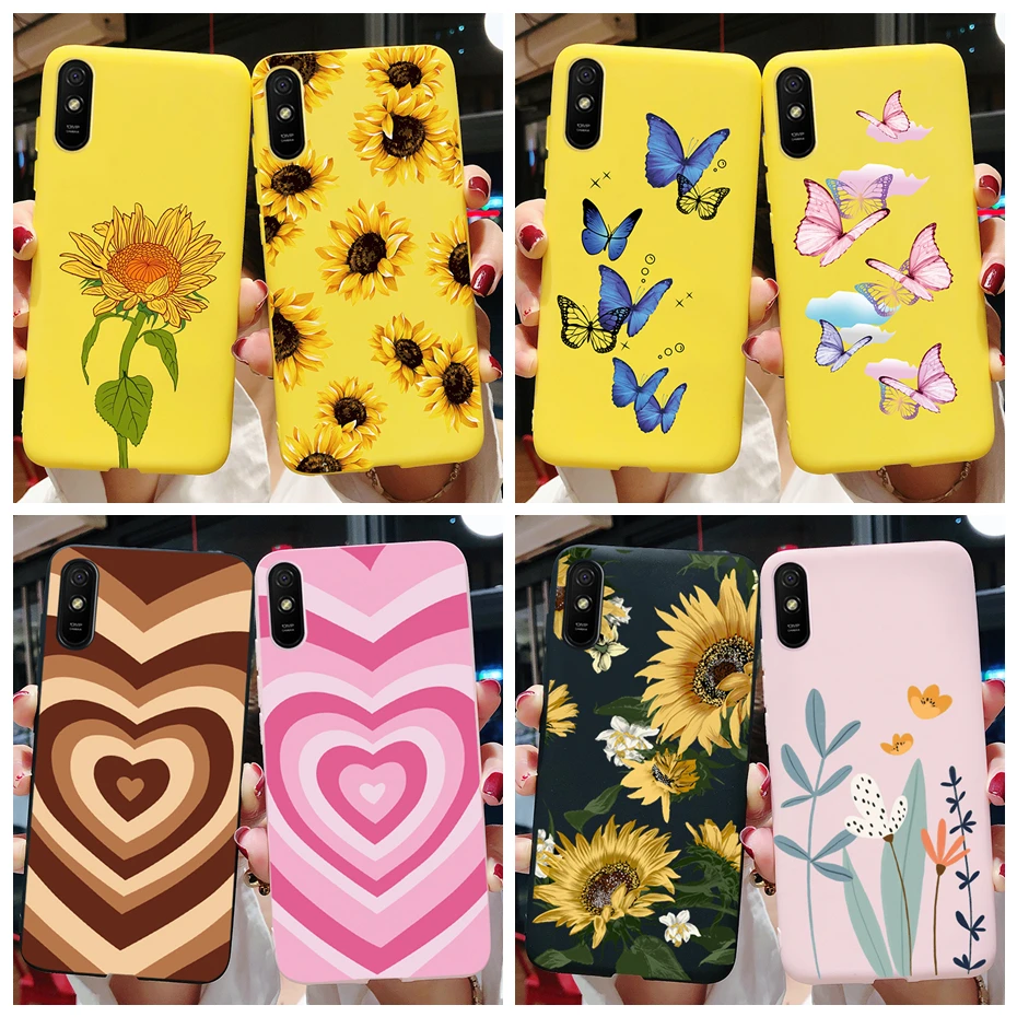 For Xiaomi Redmi 9A Case Love Heart Sunflower Soft Silicon Back Cover Phone Cases For Xiaomi Redmi 9A 9 A A9 Redmi9A Case Fundas