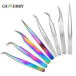 Professional False Eyelash Building Tweezers Eyelashes Extension Tools Stainless Steel Anti-Static Volume Lash Tweezer Set