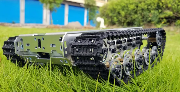 RC Tank Chassis Robot Stainless Steel Tank Truck Intelligent Robot Chassis Metal plastirawler with Shock Absorber for Model Toy