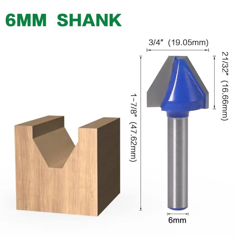 1Pc 60 Degree  1/4″ Shank 6MM SHANK  Woodworking Tenon Milling Cutter Tool Drilling Milling For Wood Carbide Alloy