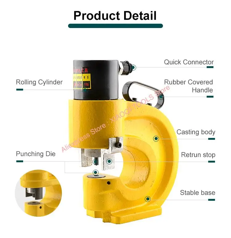 CH-70 Hydraulic Punching Machine Cu/Al Plate Hole Hydraulic Puncher Knockout Punch Tool