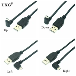 Up Down Left Right Angled 90 Degree USB Micro USB Male To USB Male Data Charge Connector Short Cable 25cm 50cm For Tablet 150cm