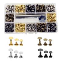 360 Sets Brass Leather Rivets 3 Sizes 4 Colors Double Cap Tire Studs With Setting Tool Kit Handmade DIY Craft Decoration