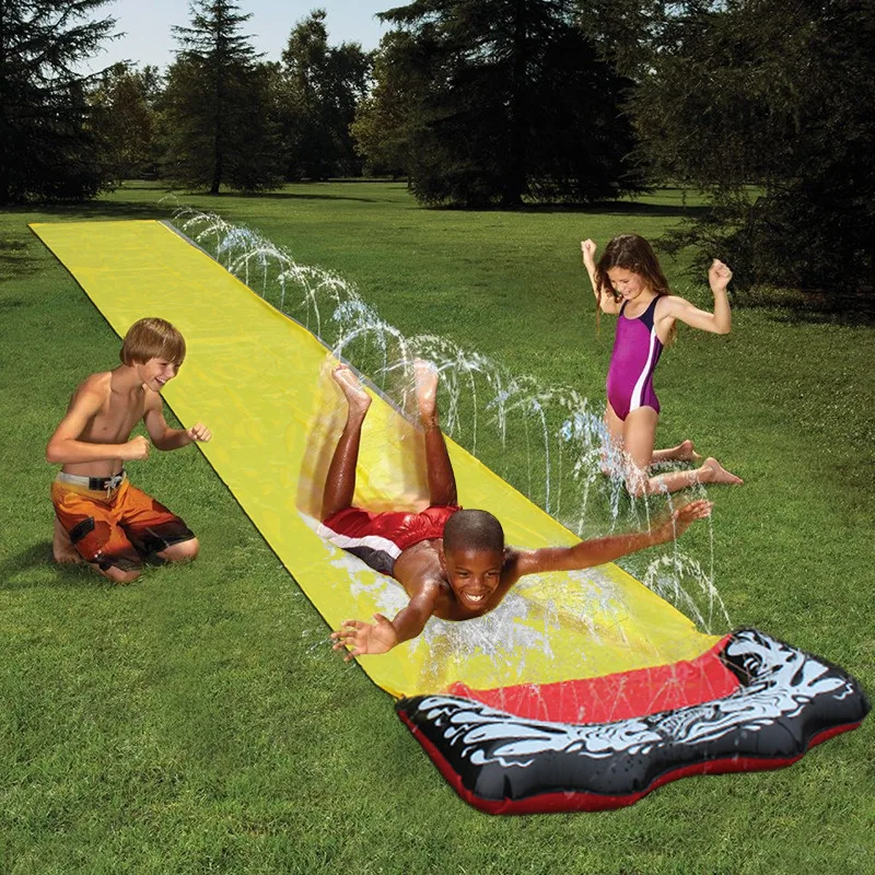 Glissades d'eau de pelouse avec pulvérisation, glissades d'eau de pelouse de 16 pieds pour enfants garçons filles, jeu de jardin, jeux de piscine, jouets de fête en plein air