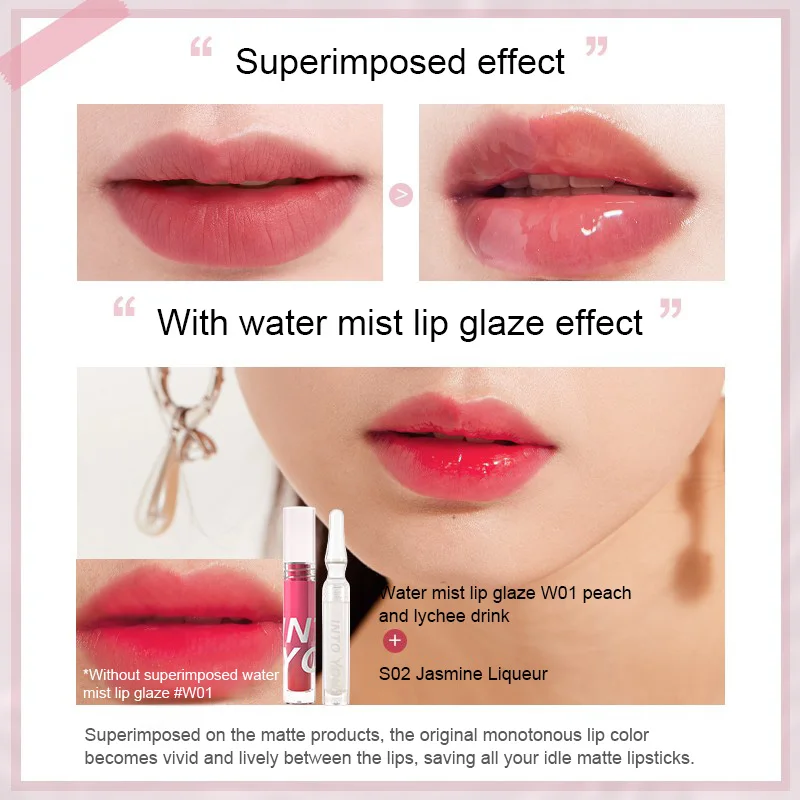 INTO YOU 3 Pcs Lip Gloss Lip Balm Set Moisturizing Liquid Lipstick Long Lasting Lip Tint Makeup Care Gift Box