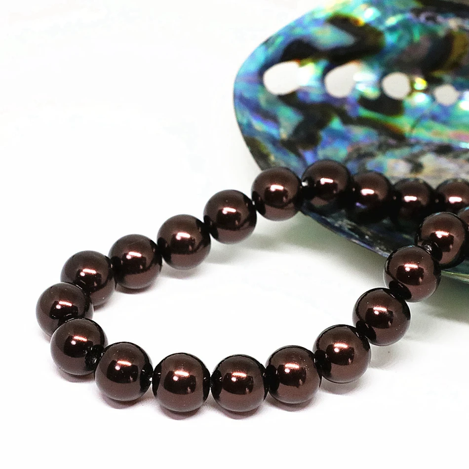 AA+ beads Vintage chocolate round imitation shell pearl factory outlet jewelry making for gift necklace loose beads 4-14mm 15\