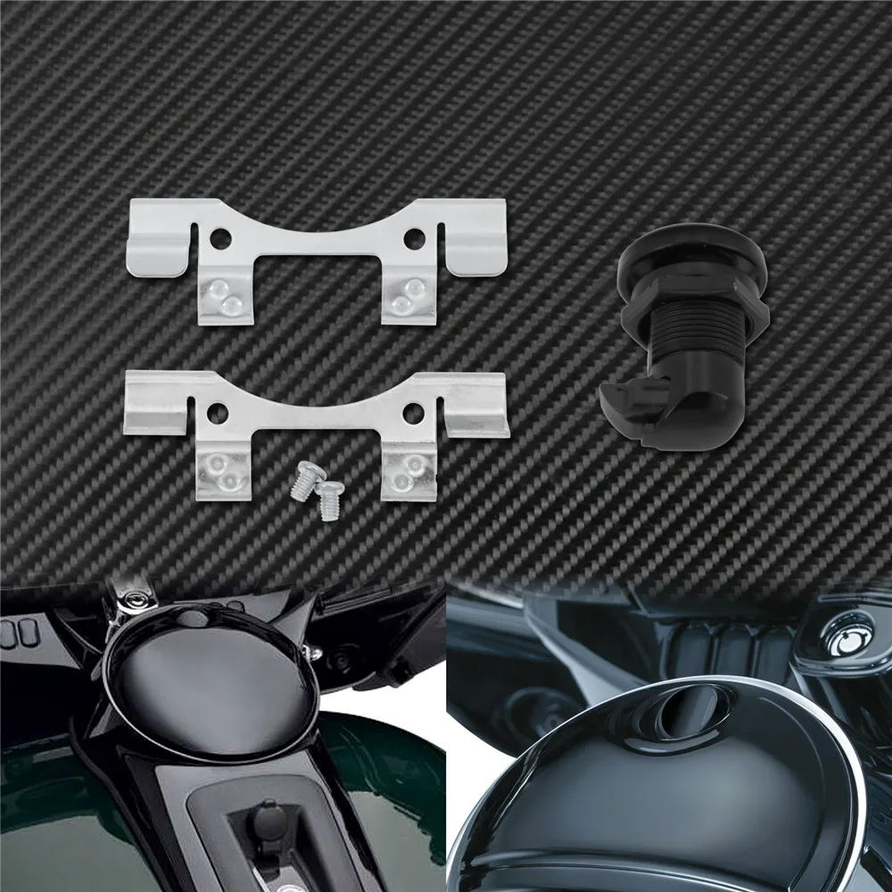 Motorrad Kraftstoff Tür Latch Push Button Gas Öl Kappe Tank Schwarz/Chrom Für Harley Touring Road Electra Glide 92-25 Street Glide