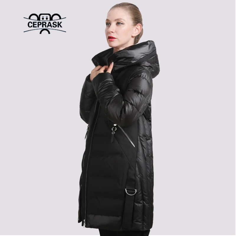 CEPRASK 2023 New Winter Parkas Women Long Large Size Padded Coat Quilted Thick Cotton Female Jacket Warm Outerwear Clothing