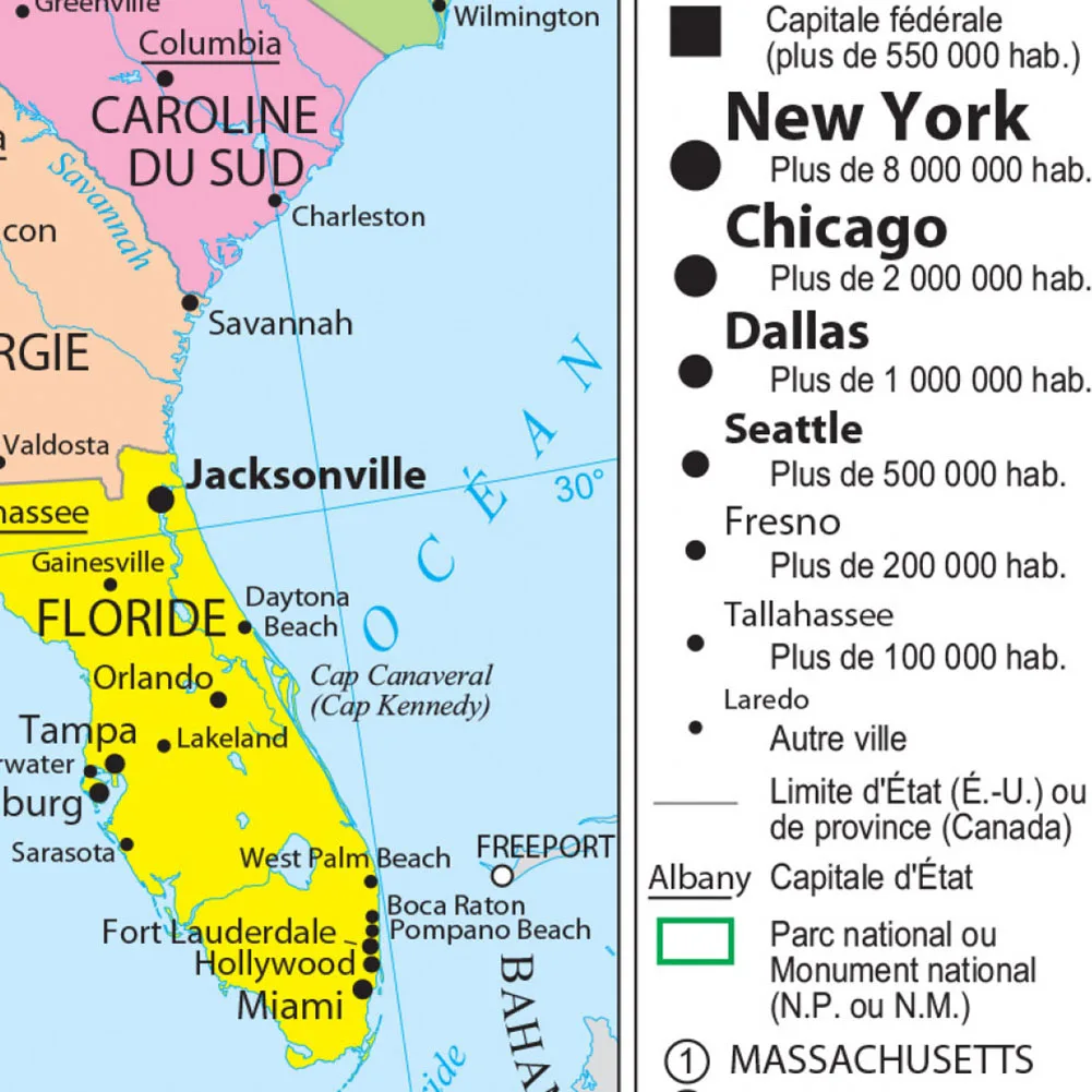 90*60cm mapa polityczna stany zjednoczone szczegółowa mapa w francuskiej ścianie plakat artystyczny obraz na płótnie dekoracja wnętrz przybory szkolne