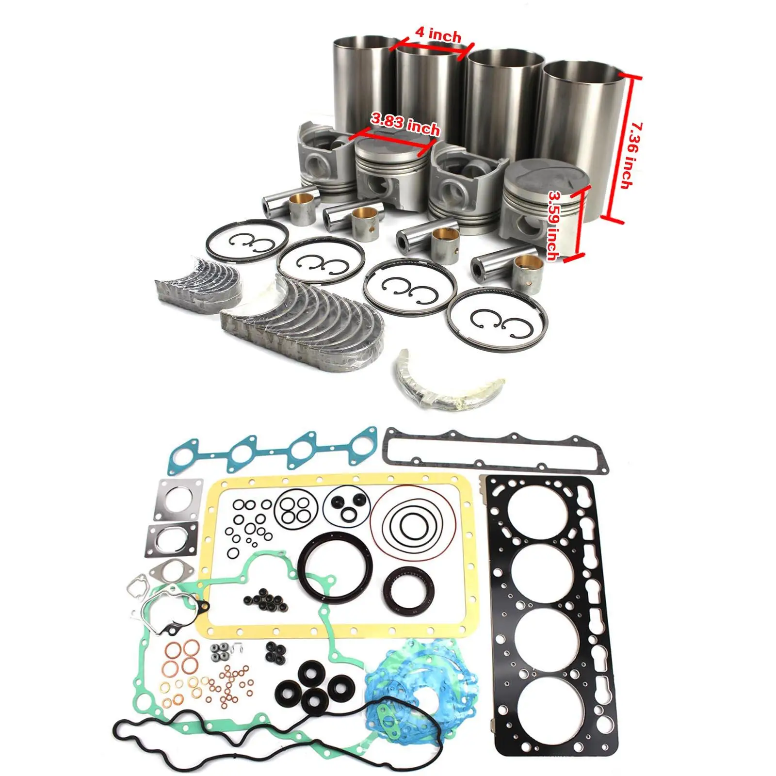 Overhaul Rebuild Kit For Kubota V3300(T) Engine M8200 Tractor T50 T200 S250 Skid Loader BOBCAT S220 S250 S300