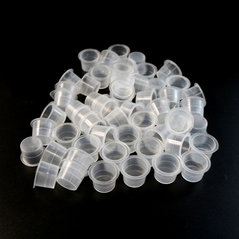 100PCS Plastic Disposable Laboratory Urine Cup Tattoo Ink Cup Permanent Makeup Pigment Transparent Container Office Accessories