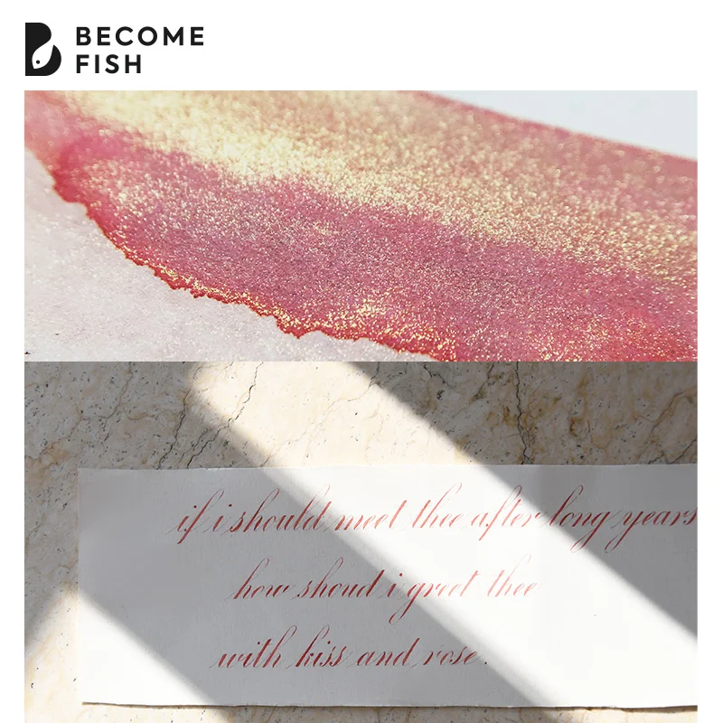 BECOMEFISH Annual Limited Color Ink Gift Box Gold Powder Ink Flash Powder Ink Pen Non-carbon Pen  Ink 5/15/100ml