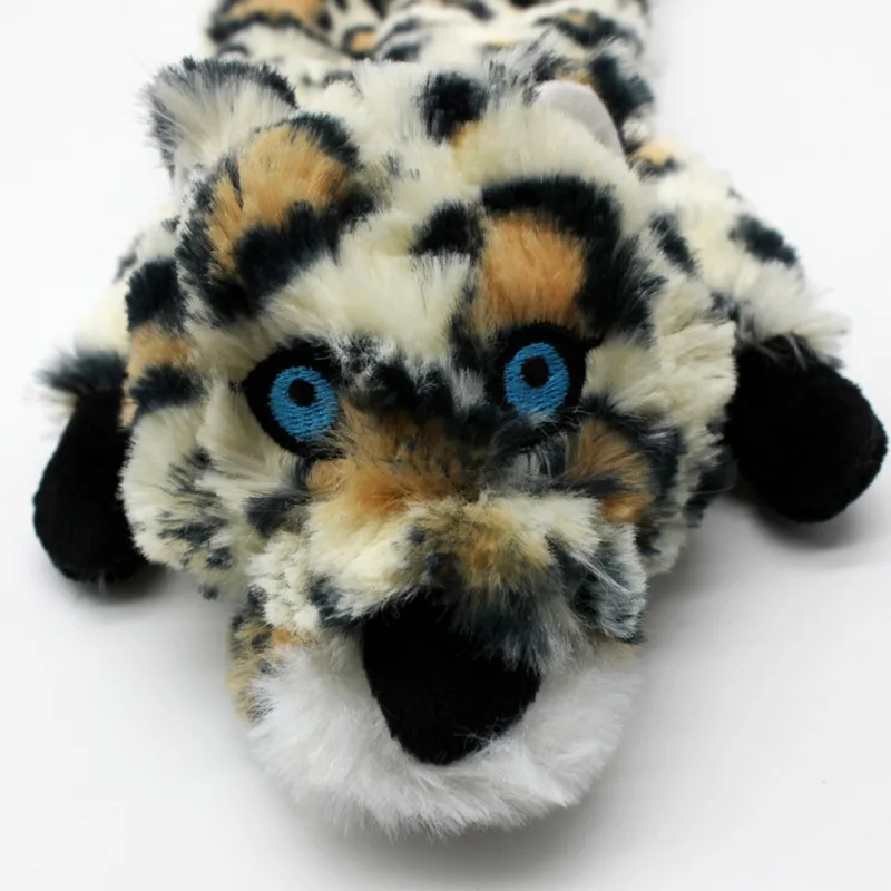 Squeaky Dog Toys Stuffed Leopard Tiger Shape Pet Chew Toy Cute Plush Puzzle Interactive Toy For Dogs Cat Squeaker Pet Products