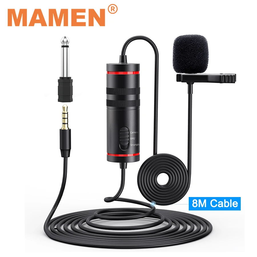 

MAMEN 8M Long Cable Lavalier Lapel Microphone 360° Pickup for Laptop Smartphone DSLR Camera Interview Video Recording Microfone