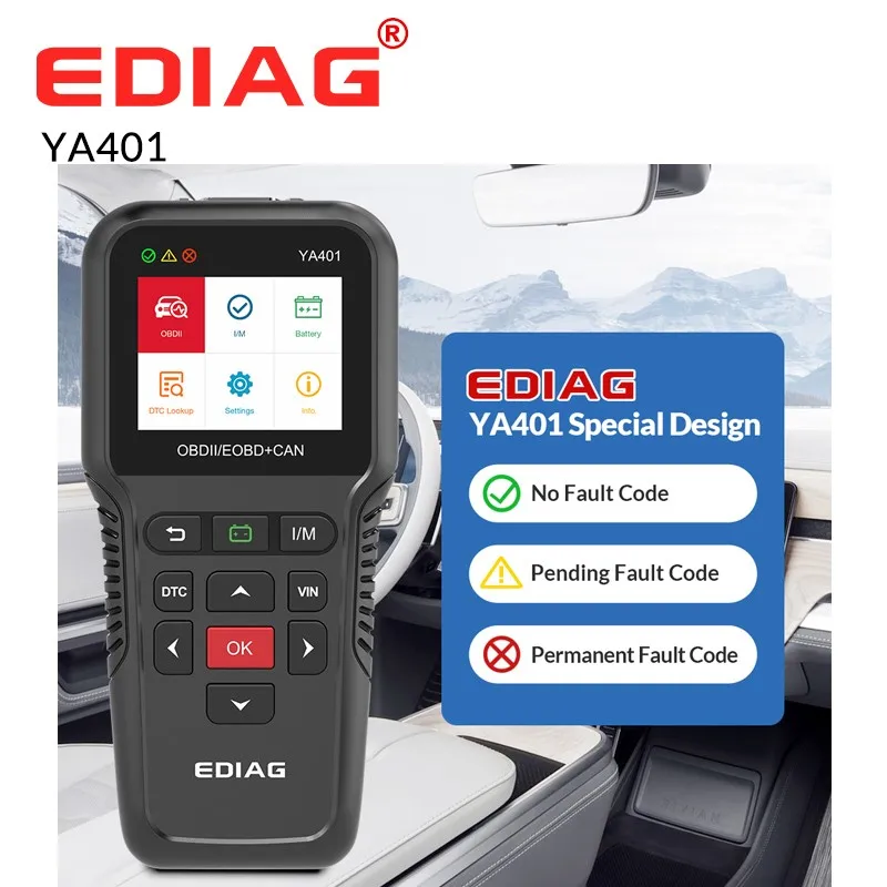 EDIAG YA401 OBD2 Scanner Tool Support Free update Full YA-401 OBD2 Functions battery check PK KW850 CR3008 Auto code scanner