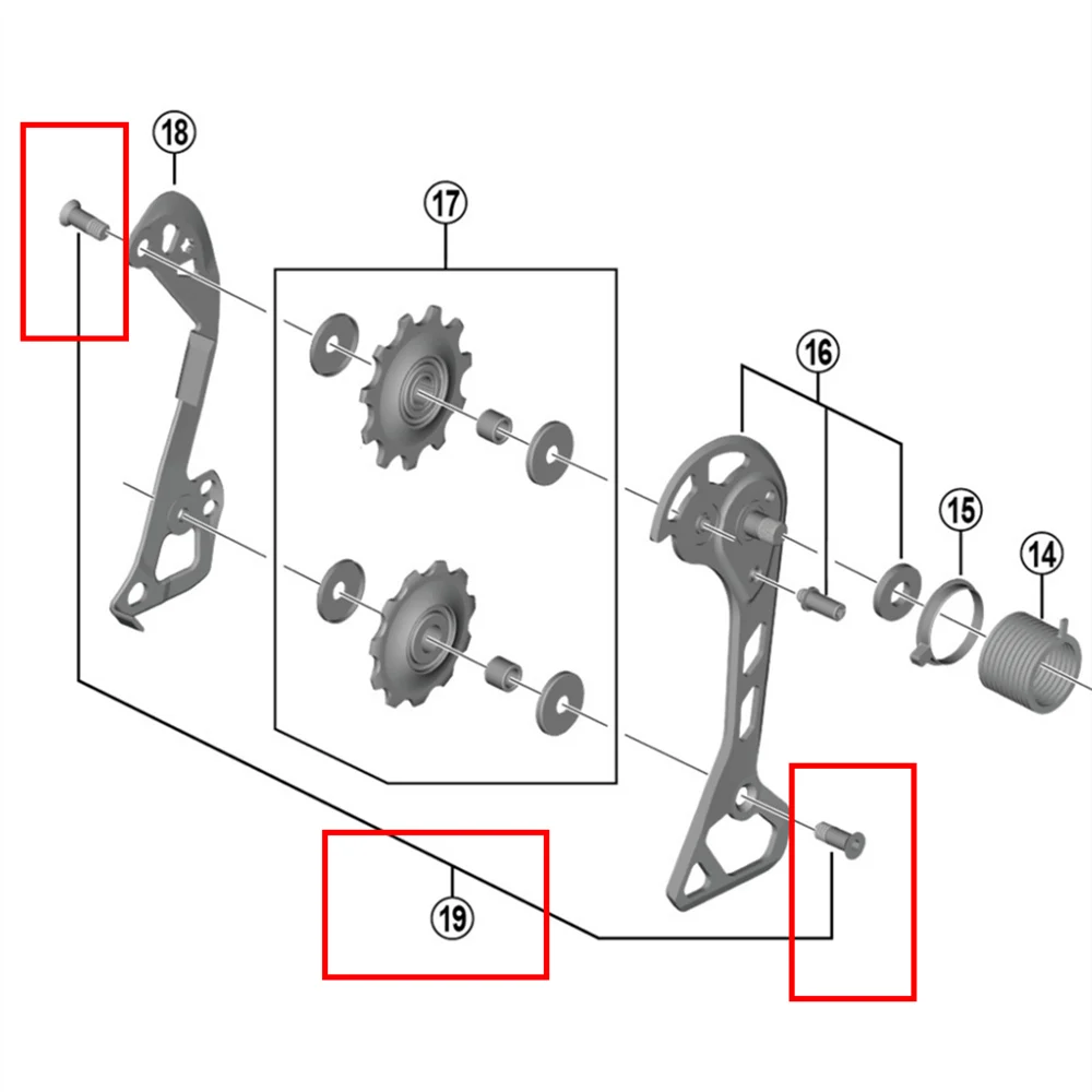 Shimano Rear Derailleur Pulley Bolts 2PCS Y5X998070 Y5XX98130 Y3FW98090 Y3GK98060