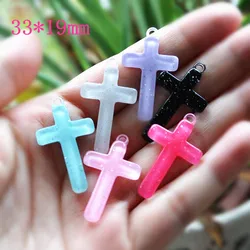 30Pcs Very Cute Flat Back Crosses Glitter Charms For Necklace Earring Pendant Diy