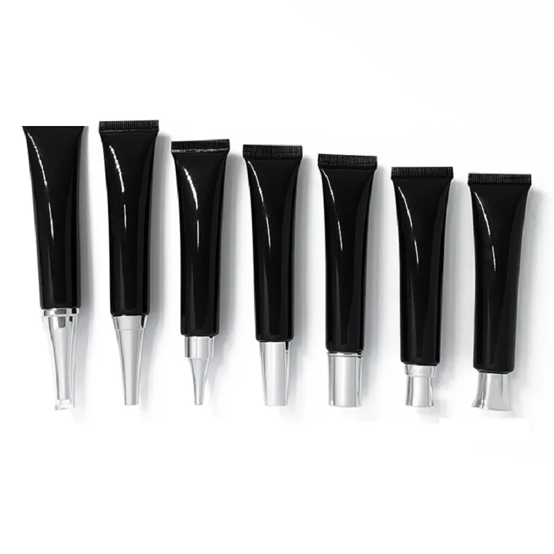 50pcs 20ml Plastic Eye Cream Soft Tube PE Bright Black Empty Makeup Skincare Refillable Container Emulsion Essence Squeeze Tube