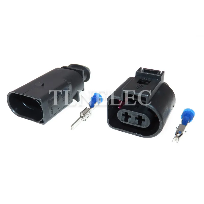 1J0973722 1717692-1 2 Pin 3.5mm Male Female Automotive Water Temperature Sensor Horn Socket Connector Plug for VW Audi