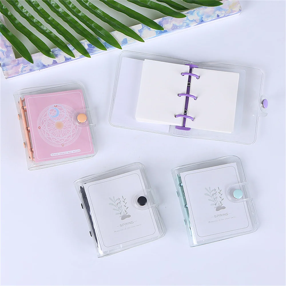 Mini Notebook Binder Portable Notebook Binder Student School Supplies Transparent Loose-leaf Binder Kawaii Binder