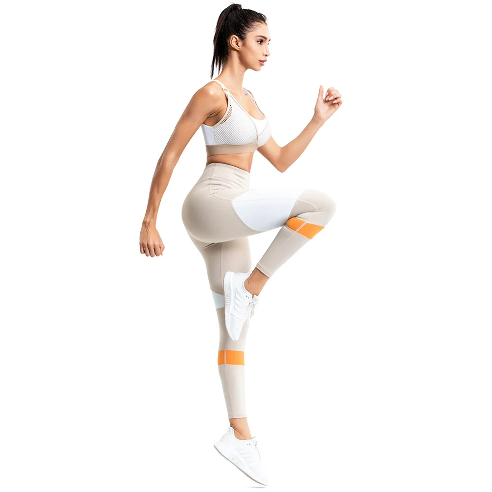 Odzież sportowa biustonosz i legginsy zestawy do jogi kobiety ubrania gimnastyczne Push Up Nylon Stretch paski trening Femme Athletic Suit kobieta