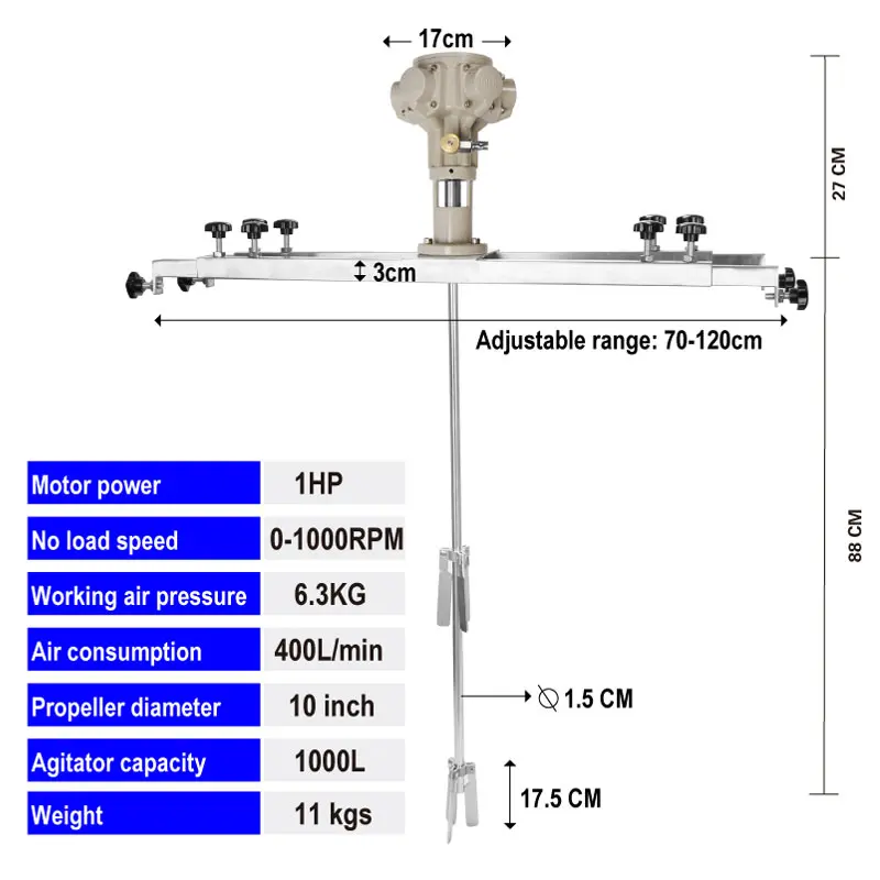 agitador de ar ibc maquina misturadora com tanque de ton agitador pneumatico de capacidade de 1000l ferramenta com helice dobravel fonte de ar 01