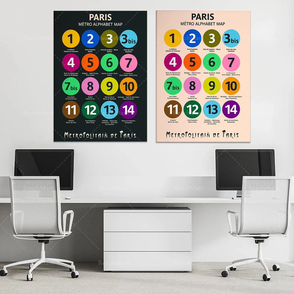 Paris subway map, subway sign, Paris subway underground letter map poster wall art prints home decoration canvas unique gifts