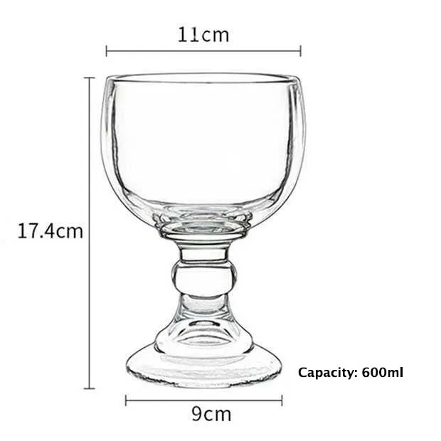 Schooner Beer Glass -600ml Extra Large Goblet Crystal Style Lead Free Shrimp Cocktail, Coronaritas, Margaritas