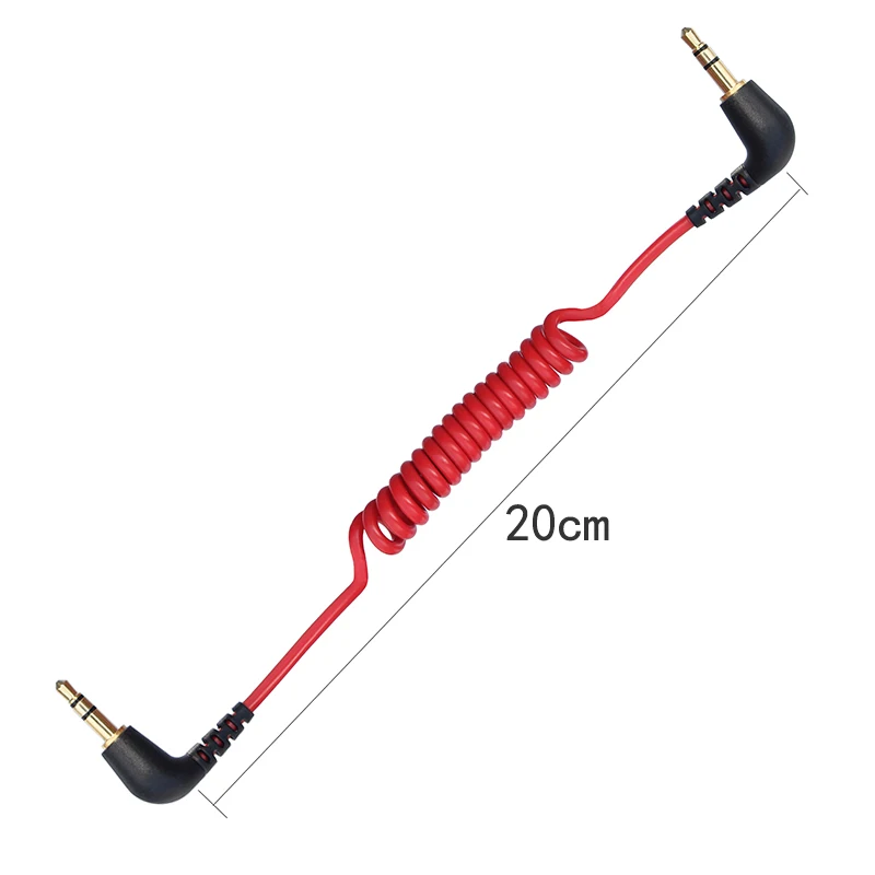 3.5mm TRS to TRS Microphone to Camera Cable Spring Coiled Red Color for RODE SC7 BOYA By VIDEOMIC GO Video Micro-type Mics