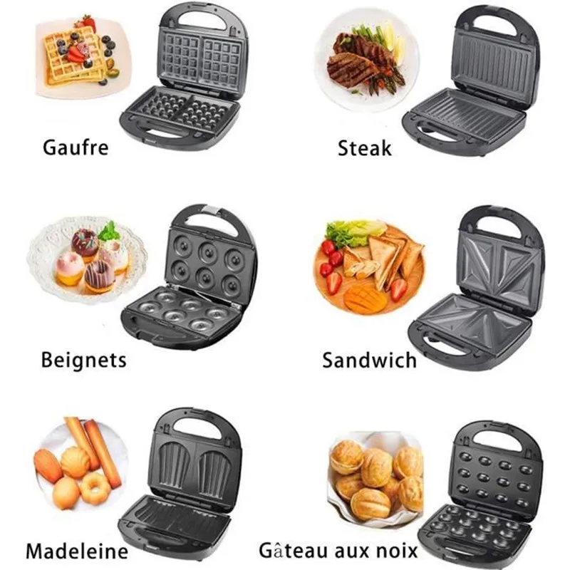 مصغرة مزدوجة الجانب التدفئة دونات آلة الهراء صناع متعددة الوظائف الكهربائية صانع الساندوتشات مع لوحات انفصال ماكينة صنع الكعك