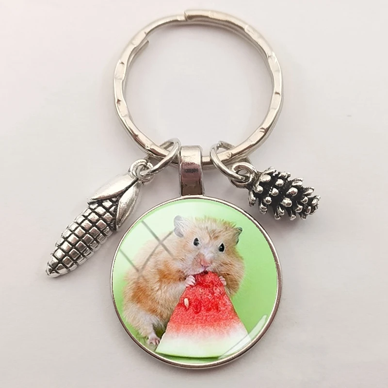 Hamster Keychains Fashion Corn pine nuts Keychian Keyring Best Friend Men Women Metal Pendants Key Chain Car Key Jewelry