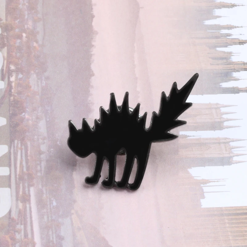 فاسق الأسود القط المينا دبوس التفاح الجبل كوكبة القمر المرحلة بروش مجنون القط شارة جاكيتات التلبيب دبوس مجوهرات للنساء الرجال #5