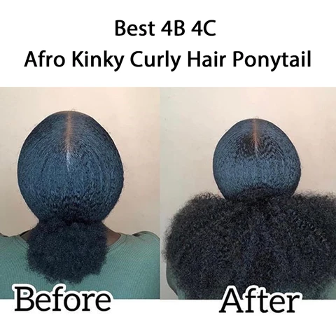 Eseewigs Afro Kinky Curly Human Hair Ponytail 4B 4C