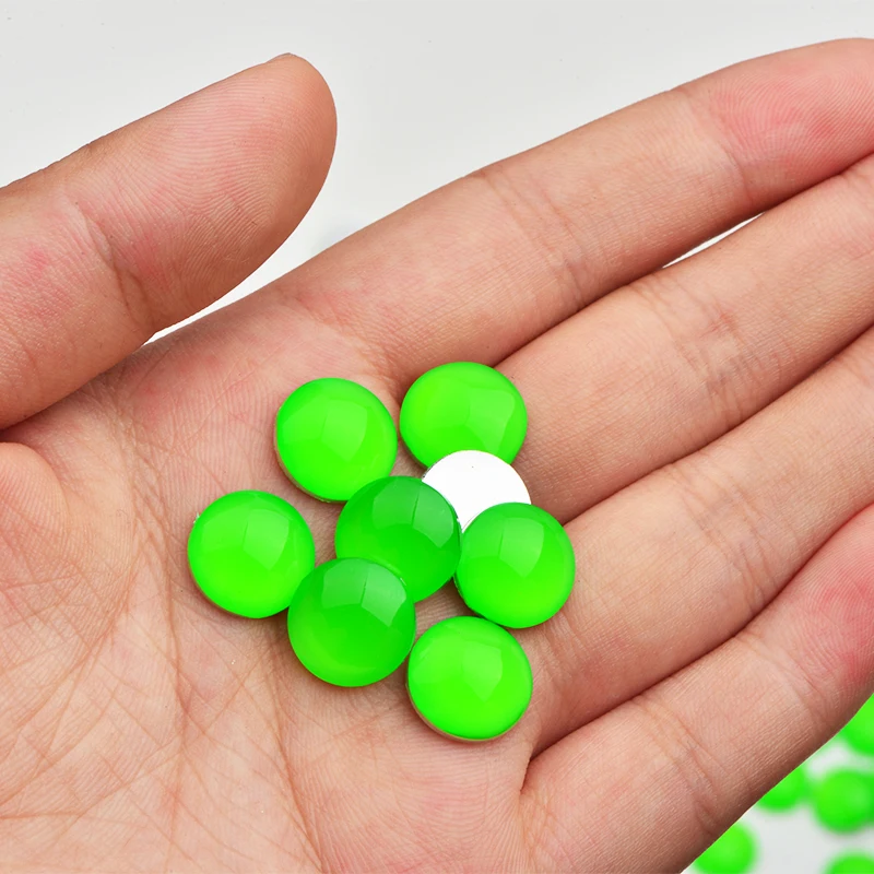 JUNAO 4 millimetri 12 millimetri Al Neon di Colore Verde Flatback Della Decorazione di Strass Applique Rotonda Unghie Artistiche di Pietra di