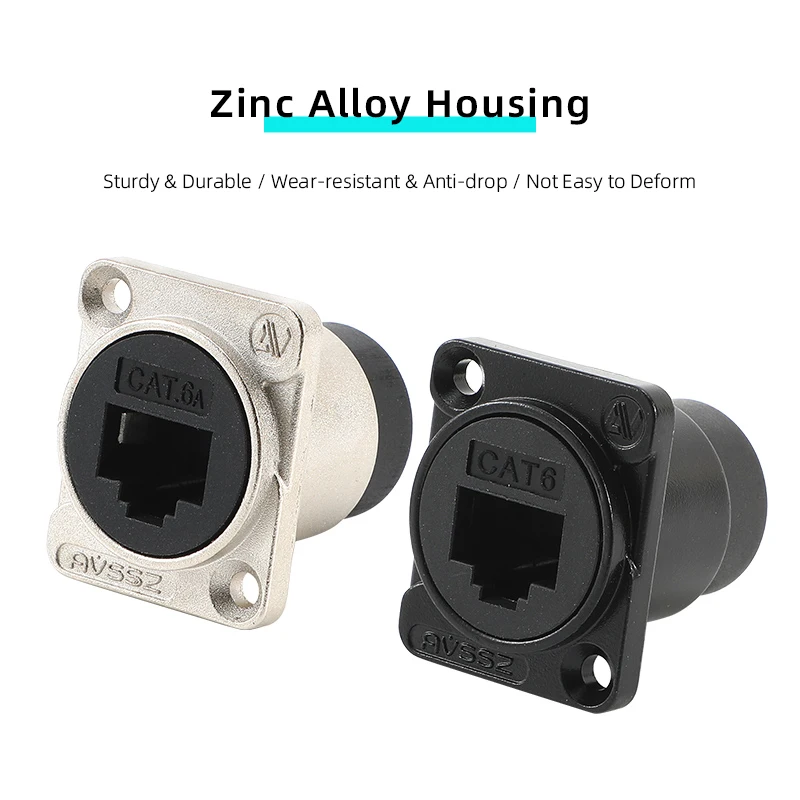 AVSSZ RJ45 Network Connetor CAT5E CAT6 CAT6A Gigabit 10GE Round D Type Crimping Docking Base CAT3 RJ11 4 Poles Telephone Socket