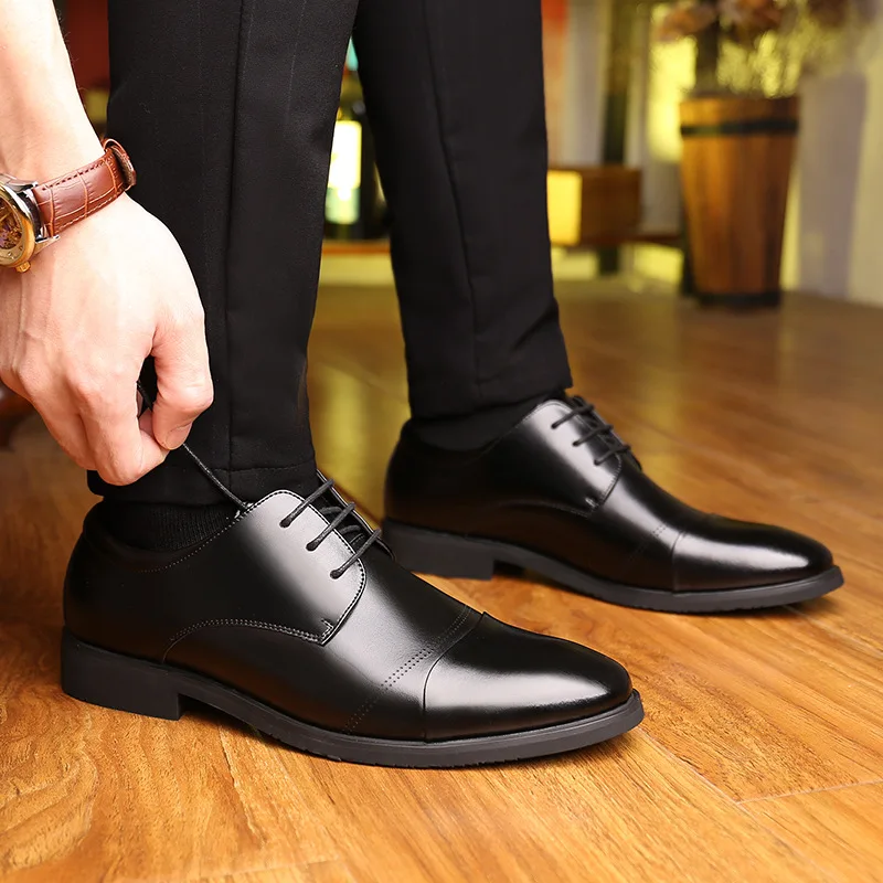 6CM Man Business Leather Shoes Men Dress Oxfords Insert Increased Men\'s Elevator Heels