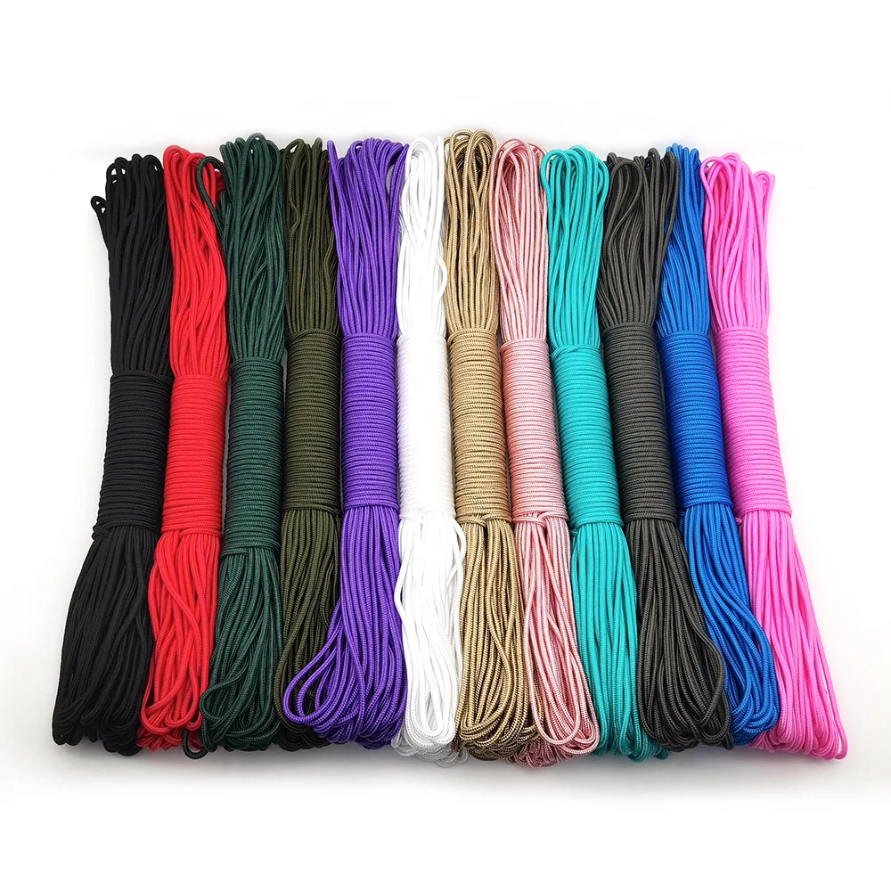 31Meter 3Mm Koord Touw Parachute Lanyard Touw Voor Klimmen Survival Uitrusting Paracord Armband Masker Lanyards Paracord Armband